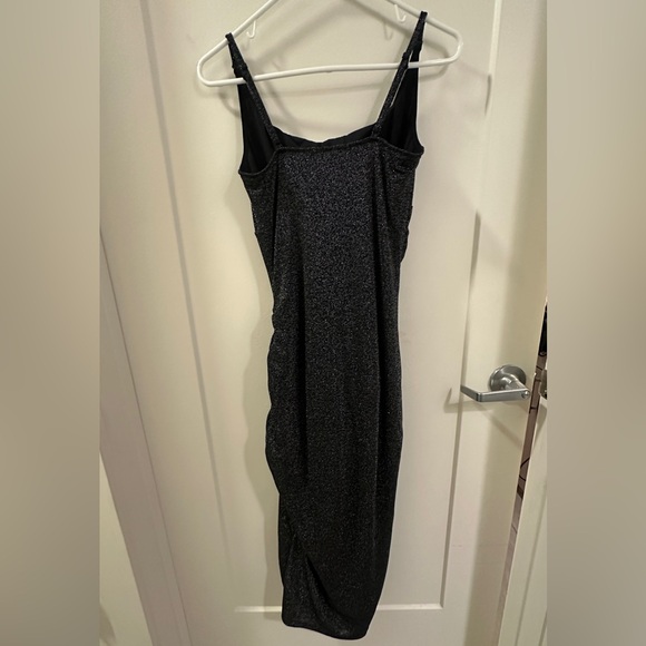Popilush Shapewear Metallic Knit Bodycon Sculpting Midi Slip Dress Black M - Picture 6 of 11